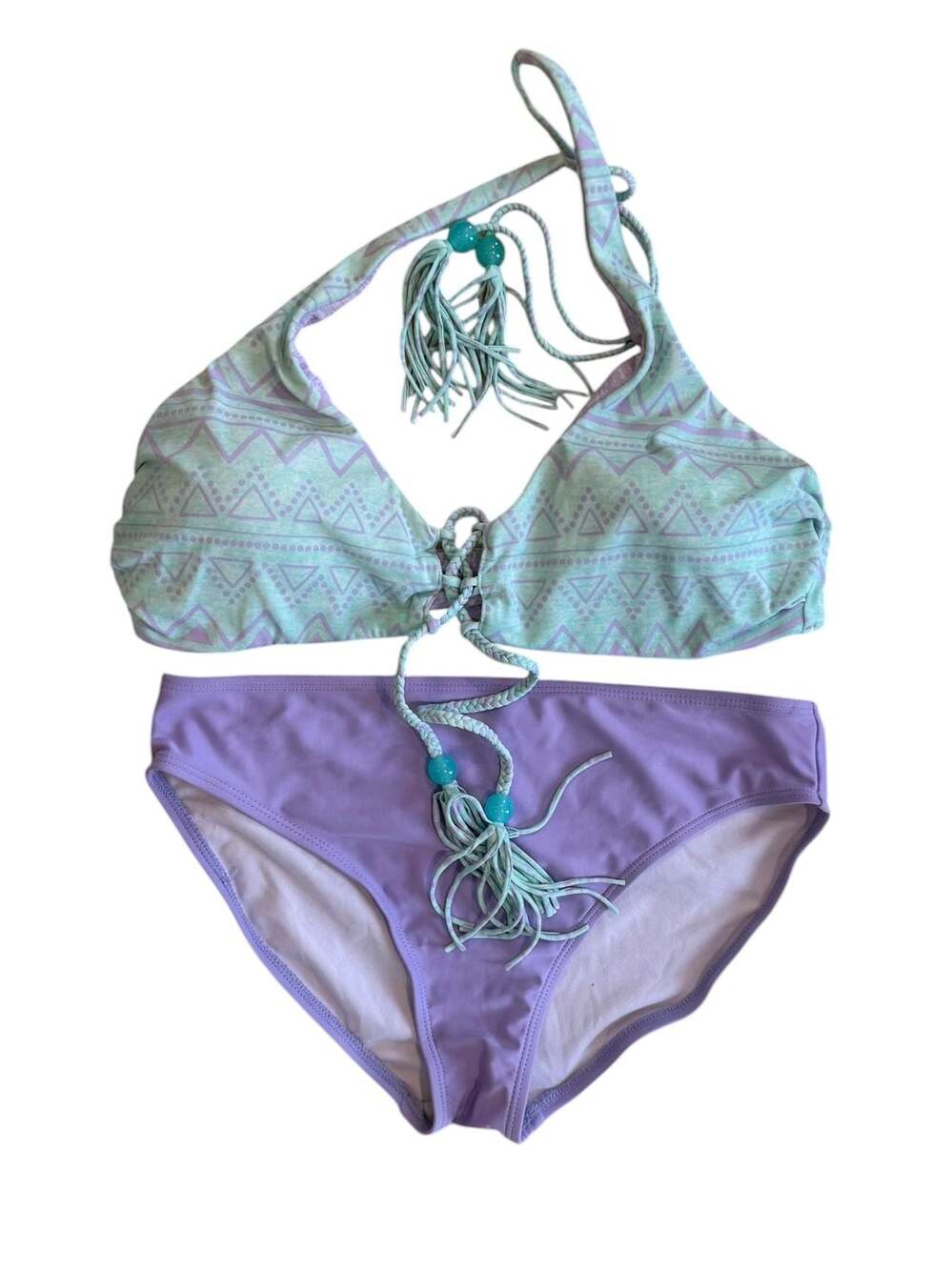 Victoria's Secret Reversible Pastel Tribal Print Halter Bikini Set